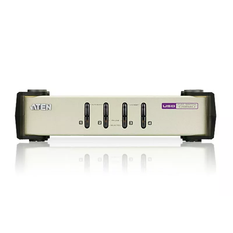 ATEN 4-Port USB - PS/2 VGA KVM Switch (KVM Kabel enthalten), 2048 x 1536 Pixel, QXGA, 0,45 W, Schwarz, Grau
