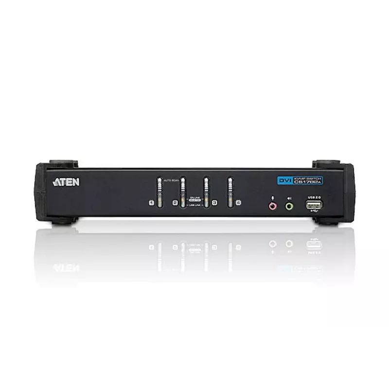 ATEN 4-Port USB DVI KVM-Switch mit Audio & USB 2.0 Hub (KVM-Kabel im Lieferumfang)