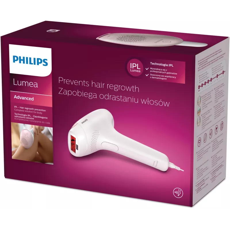 IPL-Haarentfernungsgerät Philips SC1994/00 Lumea Advanced — netzbetrieben, Körperaufsatz, 4 cm² Lampe, weiß/rosa