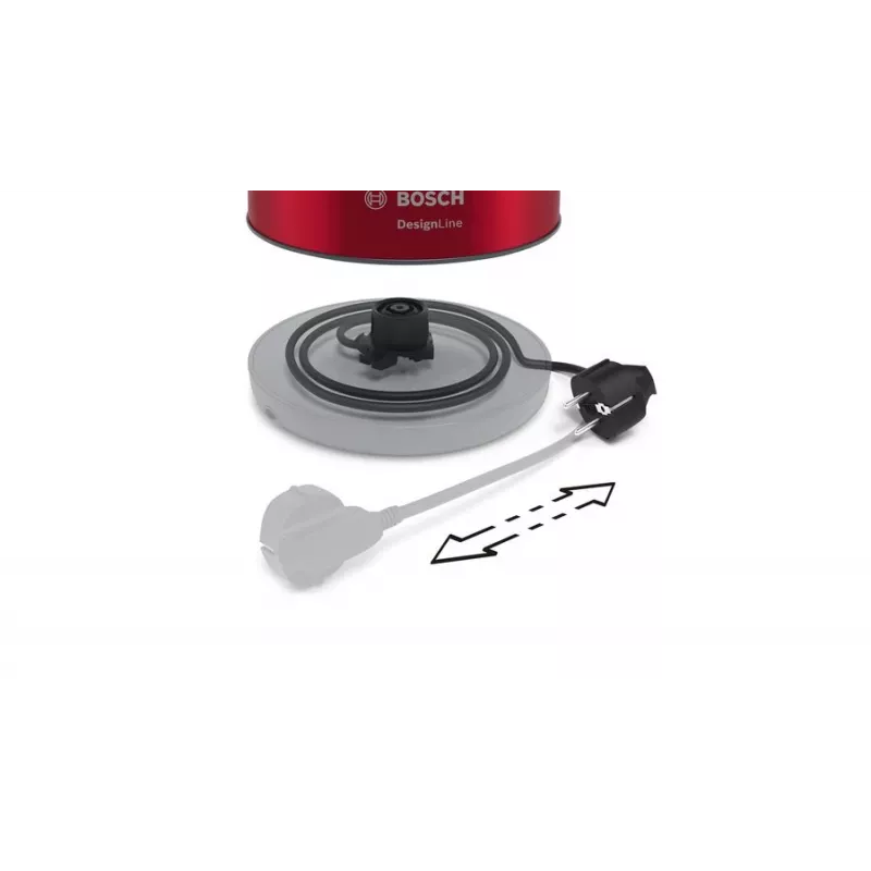 Wasserkocher Bosch TWK4P434 — 1,7 L, 2400 W, Schwarz/Rot
