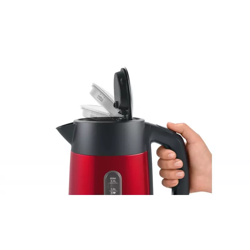 Wasserkocher Bosch TWK4P434 — 1,7 L, 2400 W, Schwarz/Rot