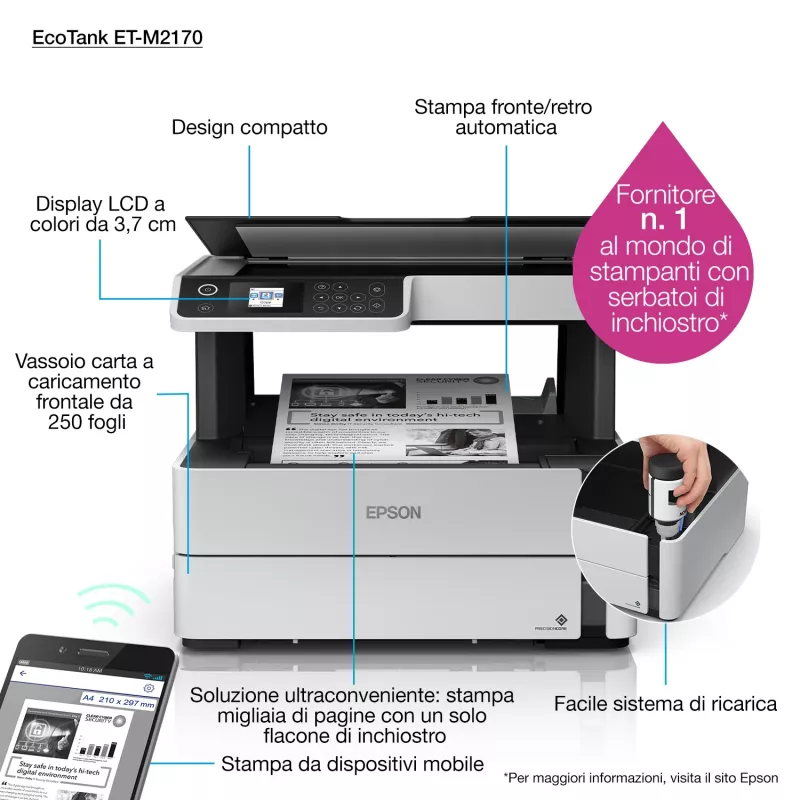 Epson EcoTank M2170 Tintenstrahl A4 1200 x 2400 DPI 39 ppm Wi-Fi