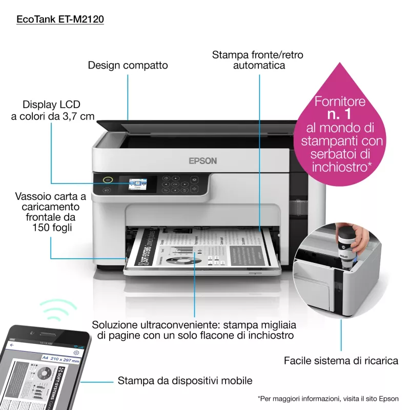 Epson EcoTank ET-M2120 Tintenstrahl A4 1440 x 720 DPI 32 ppm Wi-Fi