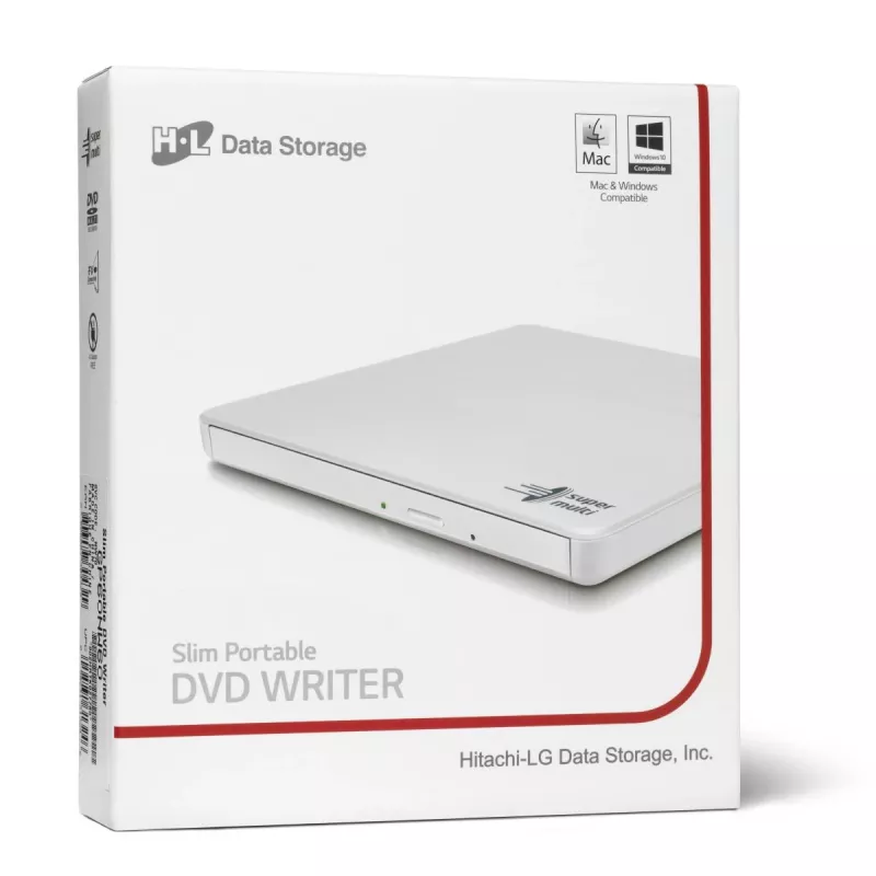 HITACHI-LG DATA STORAGE Schlankes tragbares DVD-Laufwerk - Gp60nw60 - USB 2.0 - Weiß