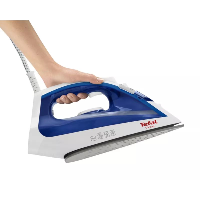 Dampfbügeleisen Tefal Virtuo FV1711 — 1800 W, Durilium-Bügelsohle, 0,2 l Tank, Vertikaldampf, violett/weiß