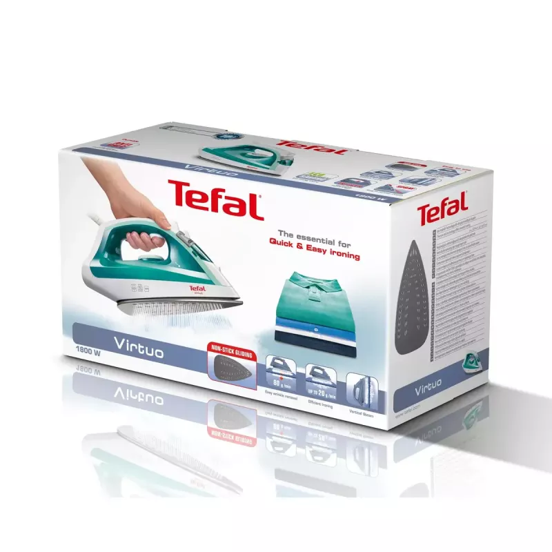 Dampfbügeleisen Tefal Virtuo FV1710 — 1800 W, 80 g/min Dampfstoß, vertikale Dampffunktion, grün/weiß