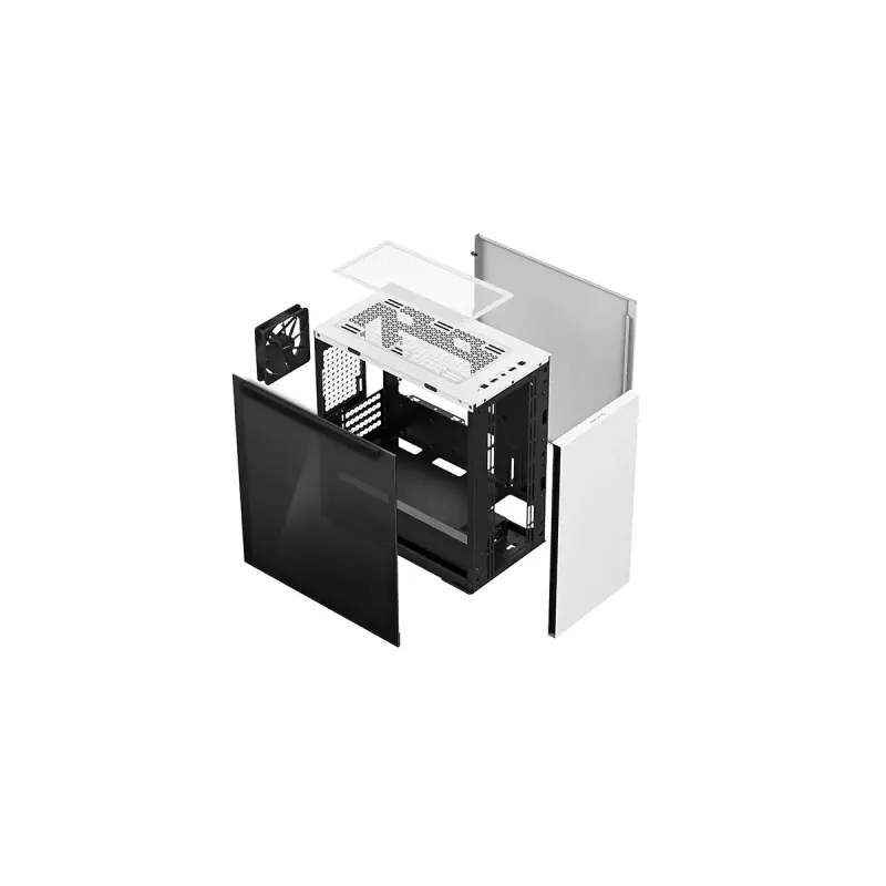 PC-Gehäuse DeepCool MACUBE 110 WH Midi-Tower — Weiß, gehärtetes Glas, microATX, bis zu 320 mm GPU, 165 mm CPU-Kühler, 2x3,5 Zoll + 2x2,5 Zoll Schächte