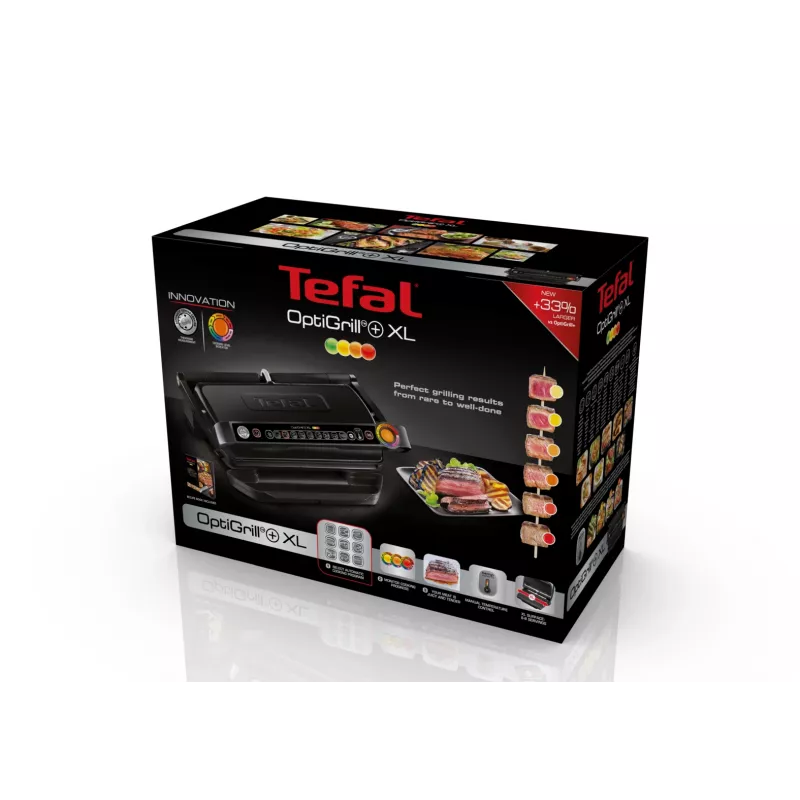 Kontaktgrill Tefal GC7228 — Kontaktgrill, 800 cm² Grillfläche, einstellbarer Thermostat, schwarzer Edelstahl
