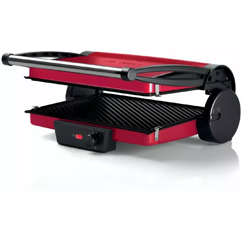Kontaktgrill Bosch TCG4104 — 2000 W, rechteckig, einstellbarer Thermostat, Grillfläche 328×238 mm, rot