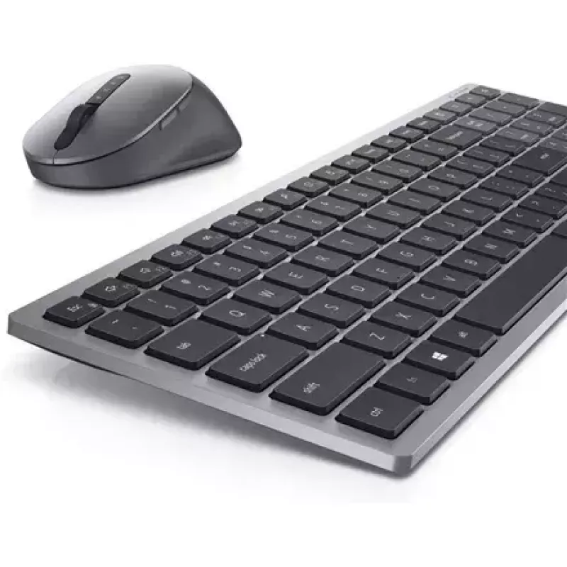 Kabellose Tastatur und Maus Dell KM7120W Bluetooth Titangrau kompakte Tastatur ergonomische Maus
