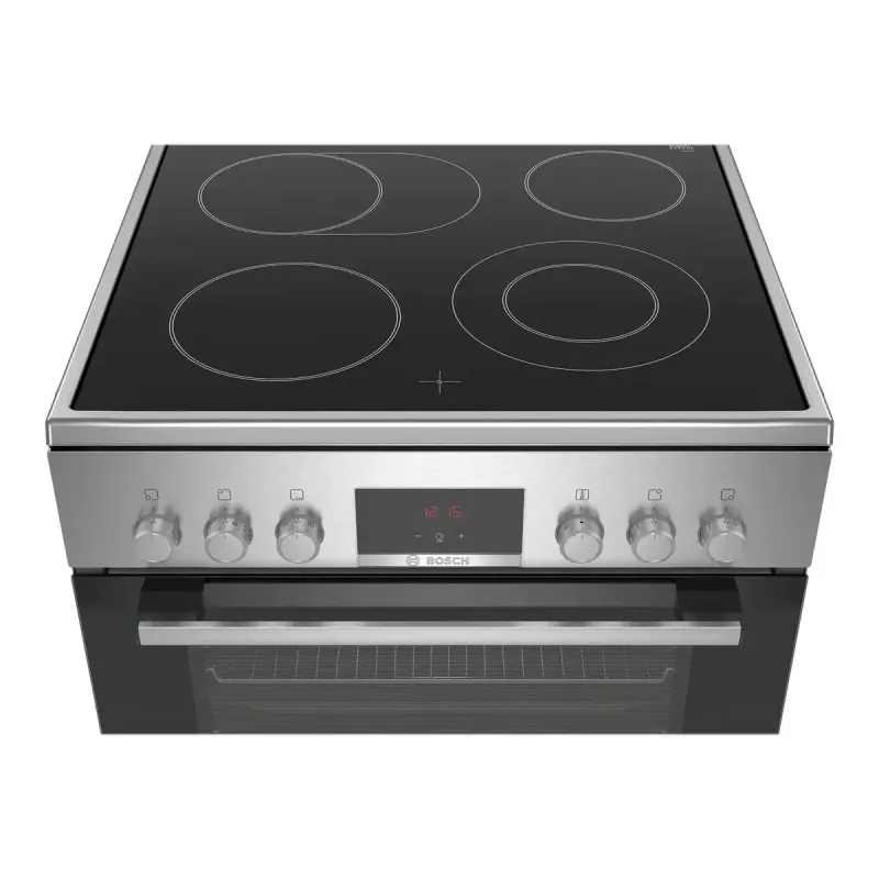 Freistehender Herd Bosch Serie 4 HKR39A250U, Cerankochfeld 4 Zonen, Backofen 66 L, Edelstahl, 600 mm