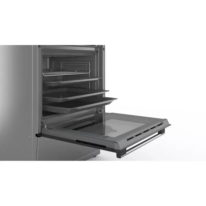 Freistehender Herd Bosch Serie 4 HKR39A250U, Cerankochfeld 4 Zonen, Backofen 66 L, Edelstahl, 600 mm