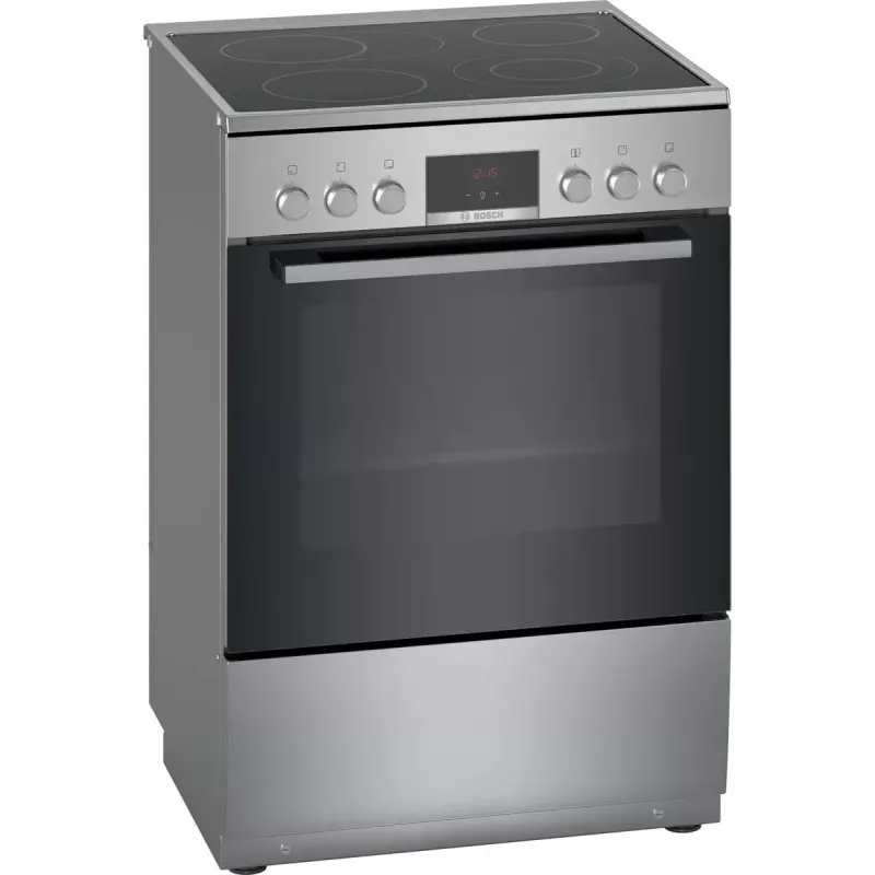 Freistehender Herd Bosch Serie 4 HKR39A250U, Cerankochfeld 4 Zonen, Backofen 66 L, Edelstahl, 600 mm