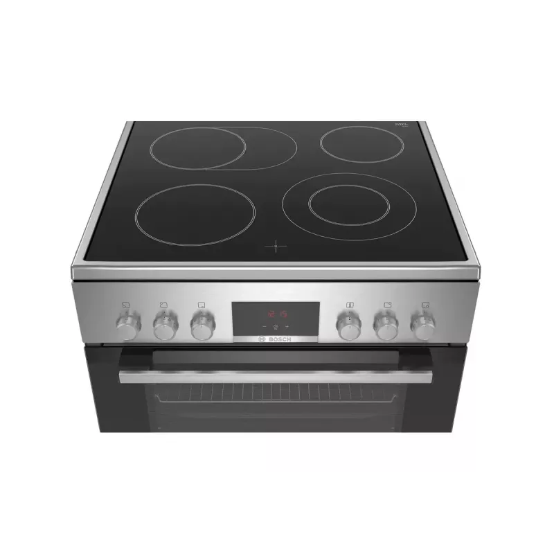 Freistehender Herd Bosch Serie 4 HKR39A250U, Cerankochfeld 4 Zonen, Backofen 66 L, Edelstahl, 600 mm