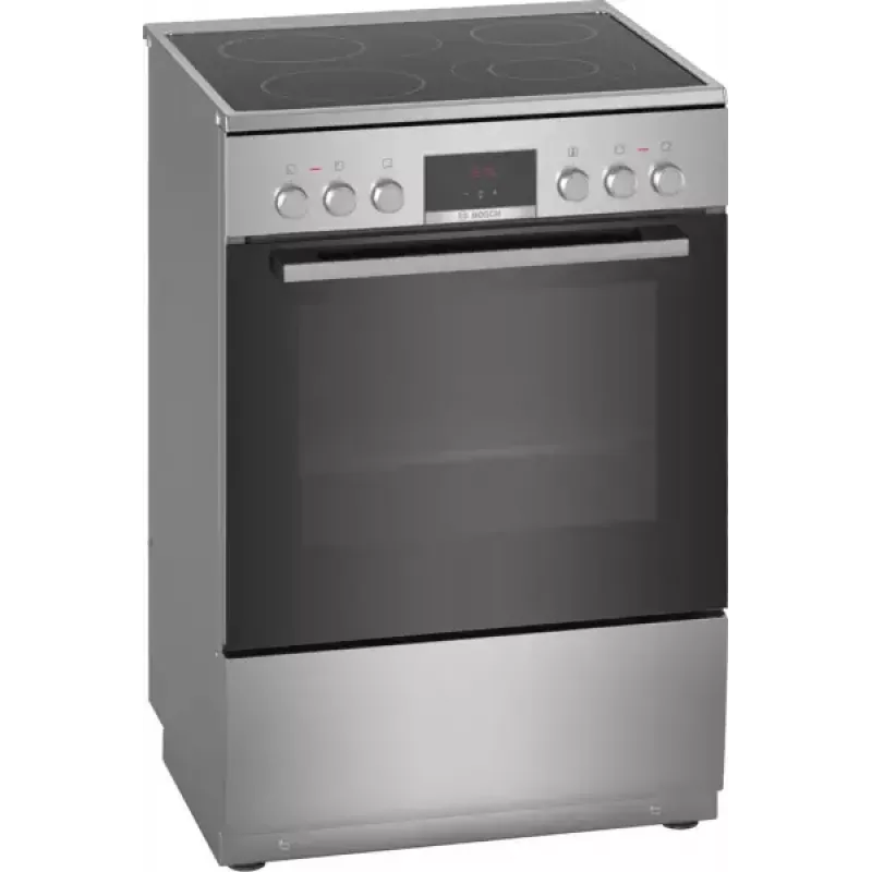 Freistehender Herd Bosch Serie 4 HKR39A250U, Cerankochfeld 4 Zonen, Backofen 66 L, Edelstahl, 600 mm