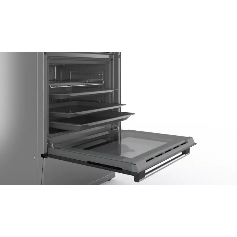 Freistehender Herd Bosch Serie 4 HKR39A250U, Cerankochfeld 4 Zonen, Backofen 66 L, Edelstahl, 600 mm