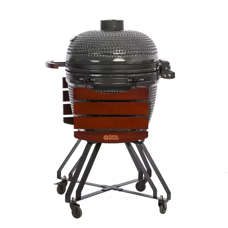 Kamado-Grill TUNABONE TunaBone Classic 23 Zoll (Größe L) Keramik-Kohlegrill, 23 Zoll Grilldurchmesser, dunkelgrau