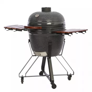 Kamado-Grill TUNABONE TunaBone Classic 23 Zoll (Größe L) Keramik-Kohlegrill, 23 Zoll Grilldurchmesser, dunkelgrau