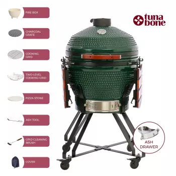 TunaBone Kamado Pro 24 Zoll Keramikgrill, Größe L, Grün (TBG24GREEN-02)