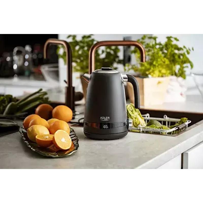 Elektrischer Wasserkocher Adler 1 L 2200 W Schwarz Edelstahl