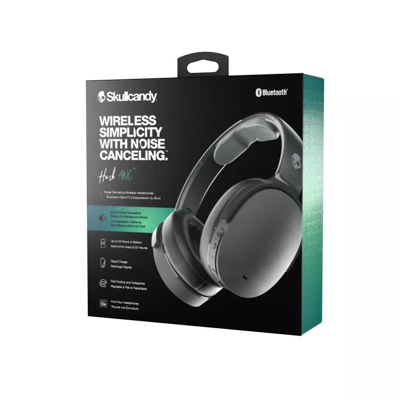 Kopfhörer Skullcandy Hesh ANC — Over-Ear kabelgebunden & kabellos, Bluetooth 5.0, ANC, USB-C, 22 Std. Akkulaufzeit, 3,5 mm, schwarz