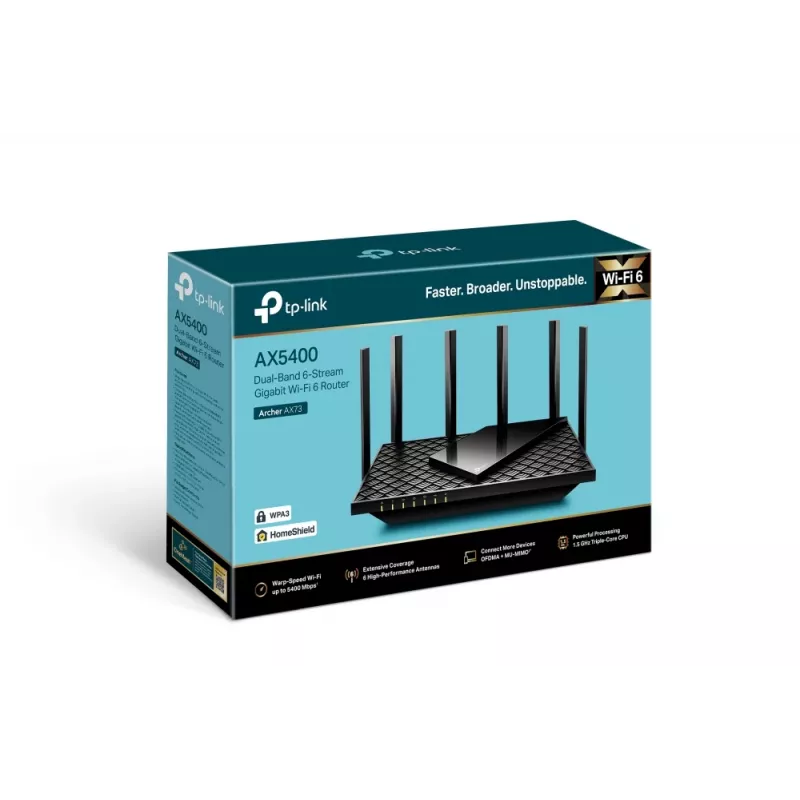 TP-Link Archer AX5400 Dual-Band Gigabit Wi-Fi 6 Router, Schwarz