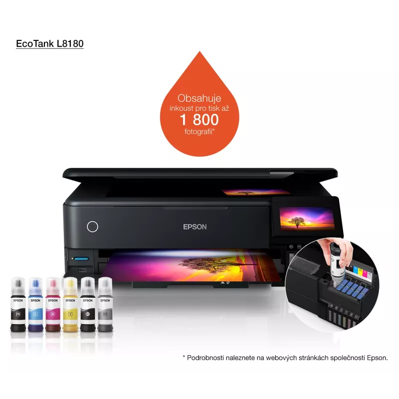 Multifunktions-Tintenstrahldrucker Epson EcoTank L8180 — A3+, Farbe, 5760x1440 DPI, 32 ppm, Duplex, Wi‑Fi, Ethernet