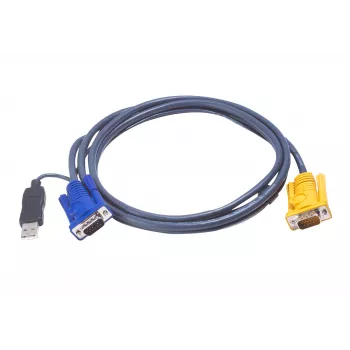 ATEN USB KVM-Kabel 1,8 m, 1,8 m, VGA, Schwarz, HDB-15 + USB A, SPHD-15, Stecker