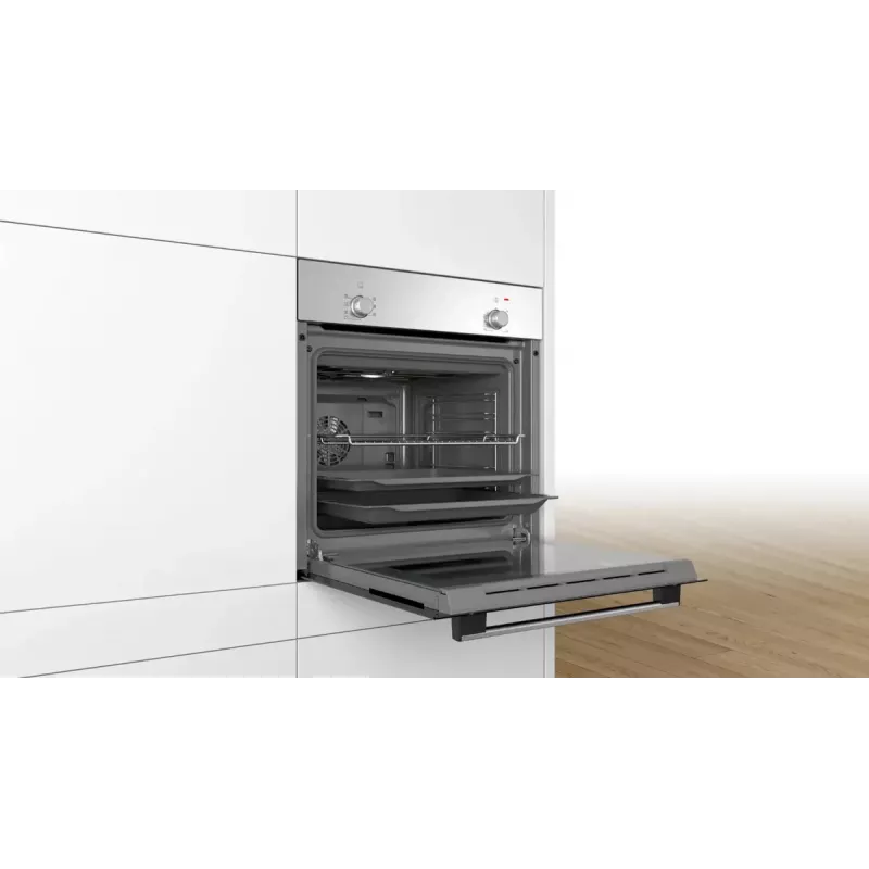 Einbau-Backofen Bosch Serie 2 HBF010BR1S Elektrisch, 66 L, Edelstahl, Drehregler