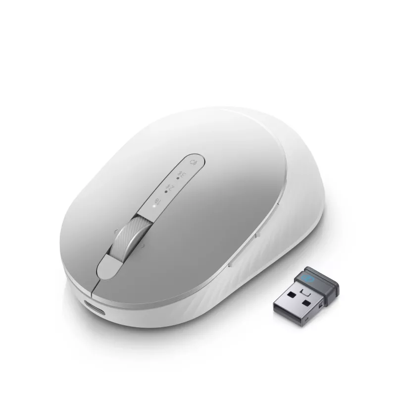 DELL Pro Premium Compact Maus – MS7421W – Platin-Silber, beidhändig, optisch, RF Wireless + Bluetooth, 1600 DPI, Platin, Silber (geöffnete Verpackung)
