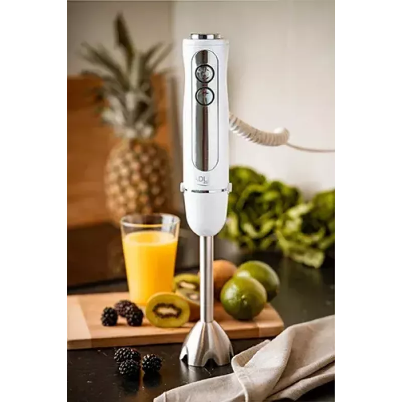 Pürierstab Adler AD 4625w — Stabmixer, 5 Geschwindigkeiten, Turbo, 1500 W, Edelstahlmesser, Silber/Weiß