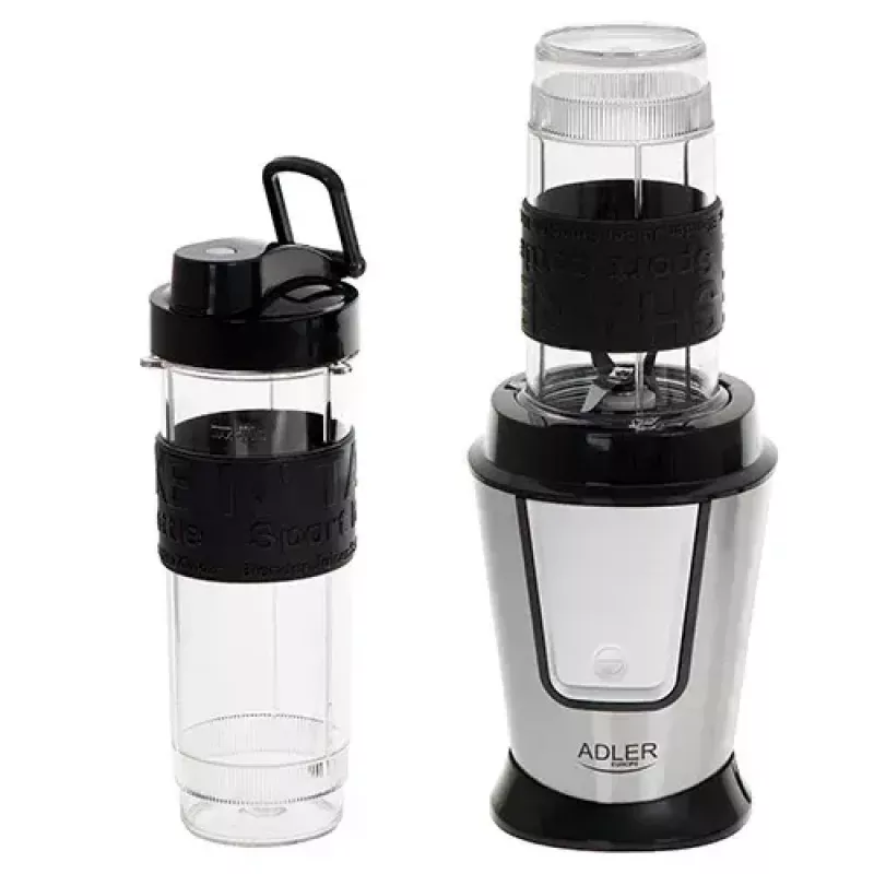 Sport-Mixer Adler AD 4081 — tragbarer Personal Mixer, 800 W Spitze, 0,57 l Becher, Edelstahlmesser, 2 Flaschen