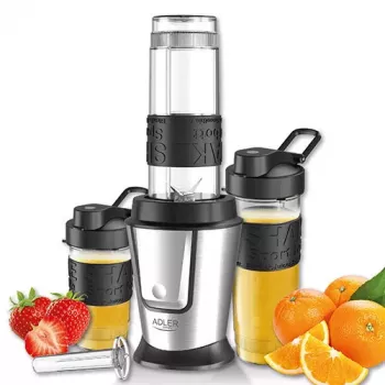 Sport-Mixer Adler AD 4081 — tragbarer Personal Mixer, 800 W Spitze, 0,57 l Becher, Edelstahlmesser, 2 Flaschen