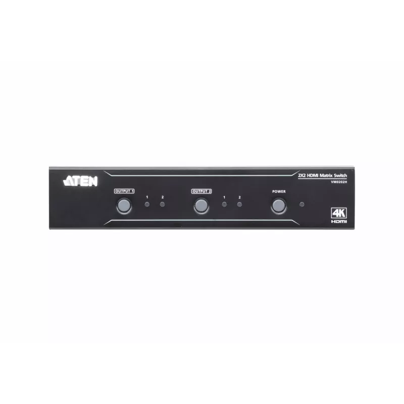 ATEN 2x2 4K HDMI Matrix Switch, bis zu 15 m, AV-Matrix-Umschalter, 10,2 Gbit/s, 340 MHz, 4096 x 2160 Pixel, 4096 x 2160, 3840 x 2160, Schwarz