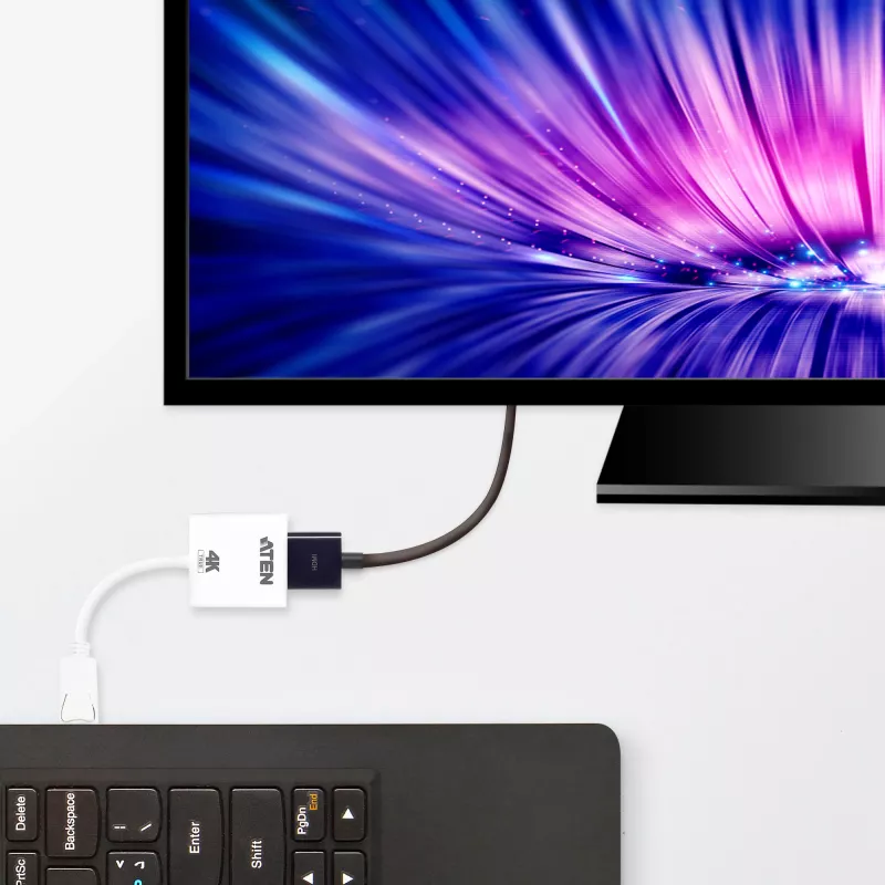 ATEN True 4K DisplayPort zu HDMI aktiver Adapter, 4096 x 2160 Pixel, 60 Hz, Weiß, aktiver Videokonverter, 0 - 50 °C, -20 - 60 °C