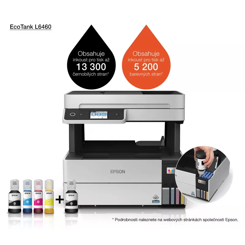 Multifunktionsdrucker Epson EcoTank L6460 — Inkjet Farbe, 4800x1200 dpi, 37 ppm, A4 Duplex, Wi‑Fi, Ethernet