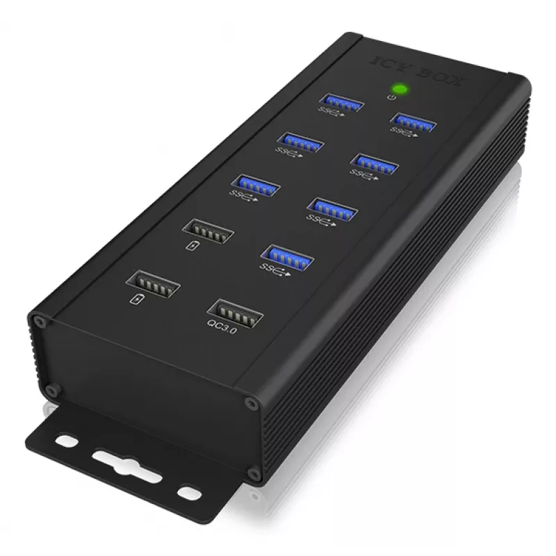 ICY BOX IB-HUB1703-QC3 USB 3.2 Gen 1 (3.1 Gen 1) Type-B 5000 Mbit/s Schwarz