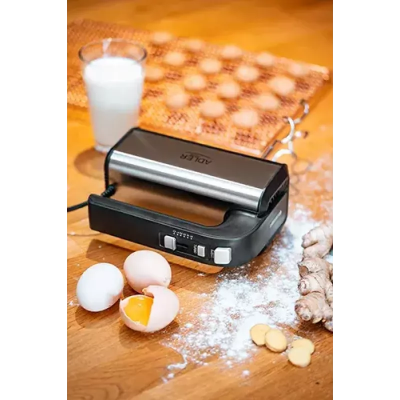 Handmixer Adler AD 4225 — 5 Geschwindigkeiten, Turbo, 300 W, Edelstahl/Silber-Schwarz, Rührbesen und Knethaken