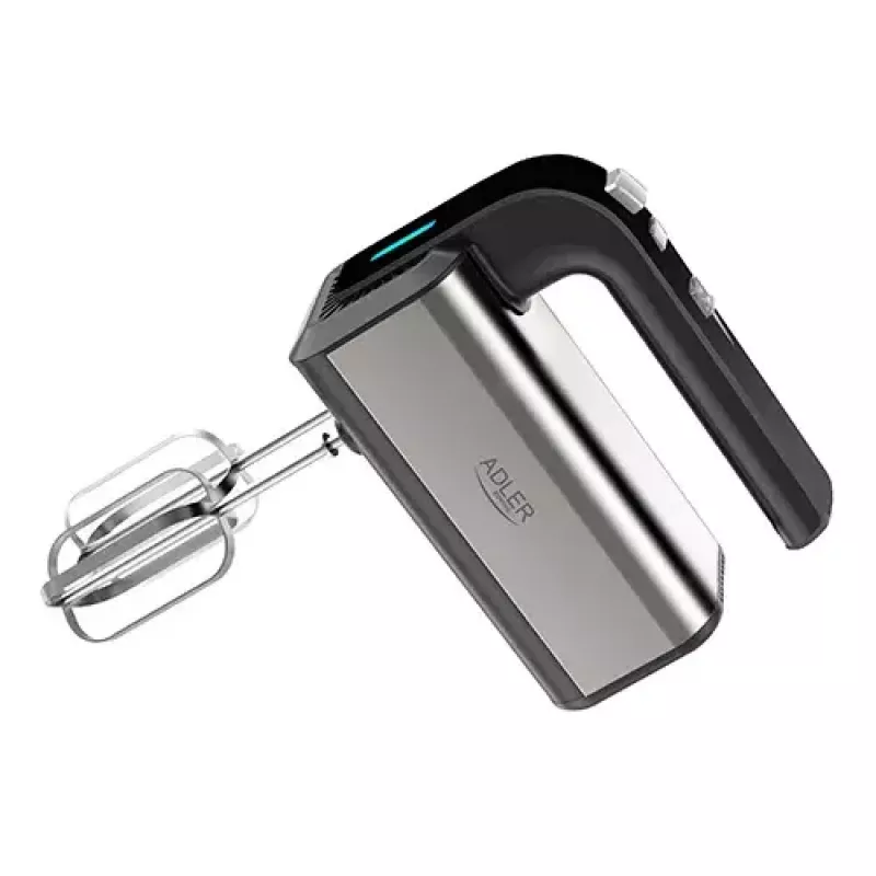Handmixer Adler AD 4225 — 5 Geschwindigkeiten, Turbo, 300 W, Edelstahl/Silber-Schwarz, Rührbesen und Knethaken
