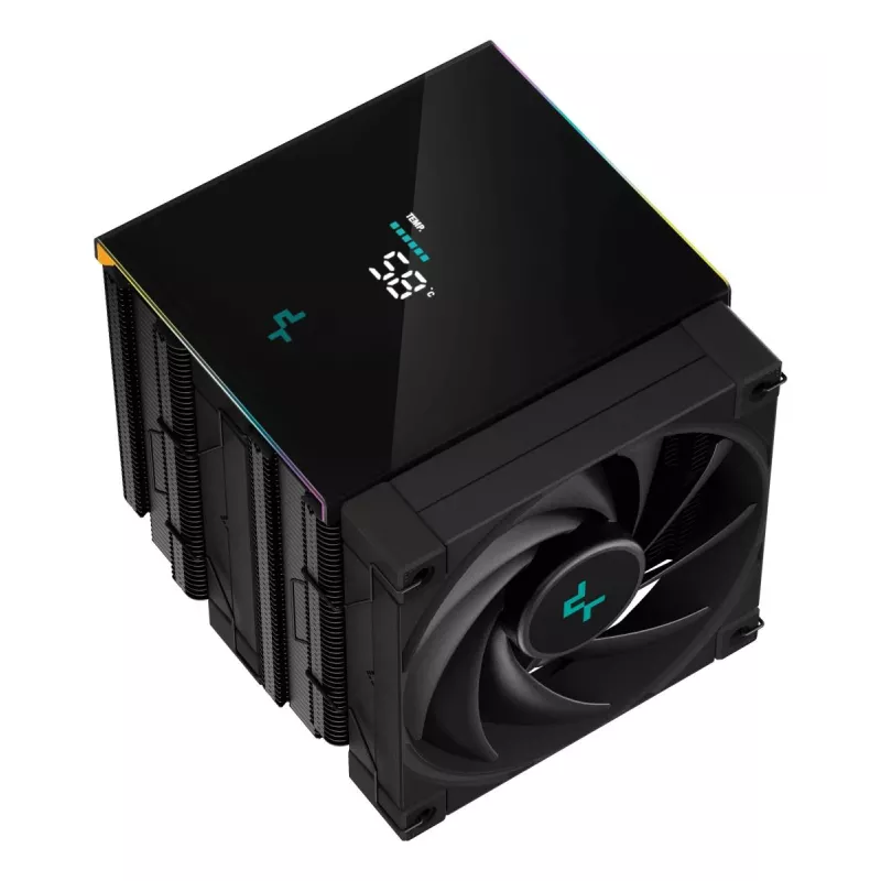 Luftkühler DeepCool AK620 12 cm, zwei 120-mm-Lüfter, 6 Heatpipes, TDP 260 W, PWM, FDB, Höhe 160 mm, schwarz