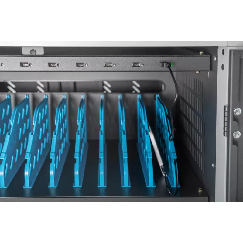 DIGITUS Lade-Trolley 30 Ladeplätze, 15.6 Zoll, schwarz 1100 x 700 x 650 mm, inkl. USB, PDU, Lüfter