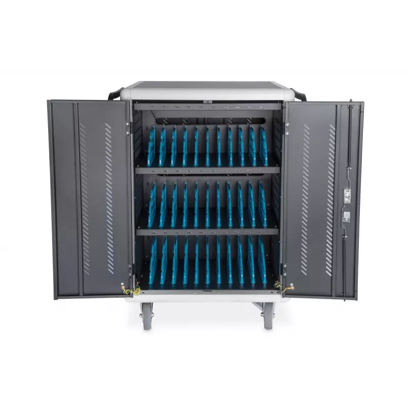 DIGITUS Lade-Trolley 30 Ladeplätze, 15.6 Zoll, schwarz 1100 x 700 x 650 mm, inkl. USB, PDU, Lüfter