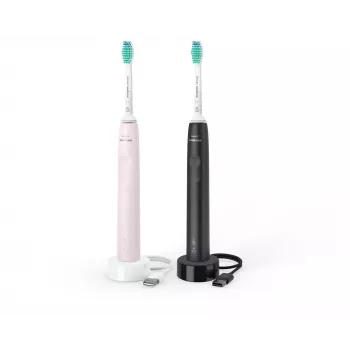 Philips Sonicare 3100 series 3100 series HX3675/15 2er-Pack schall-elektrische Zahnbürsten – Schwarz & Pink