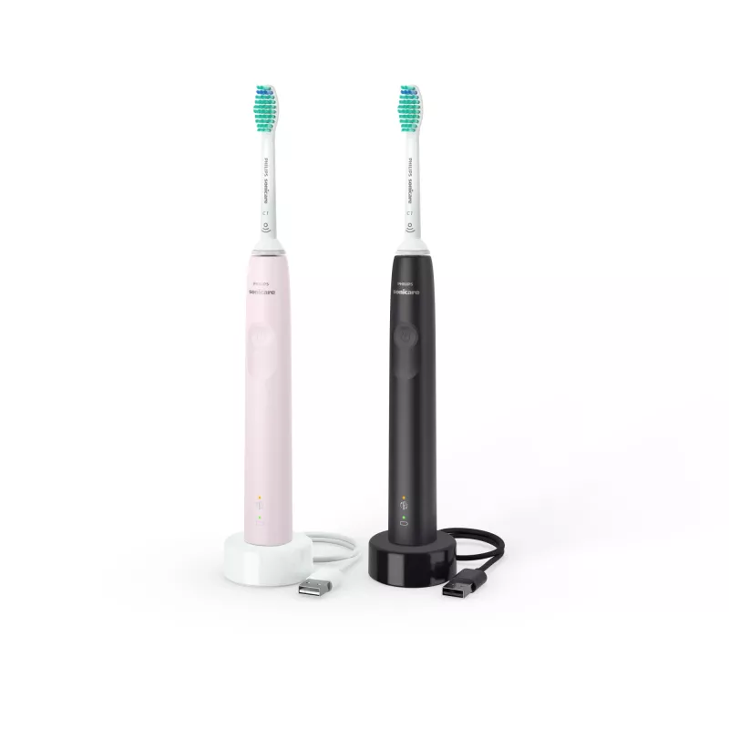 Philips Sonicare 3100 series 3100 series HX3675/15 2er-Pack schall-elektrische Zahnbürsten – Schwarz & Pink