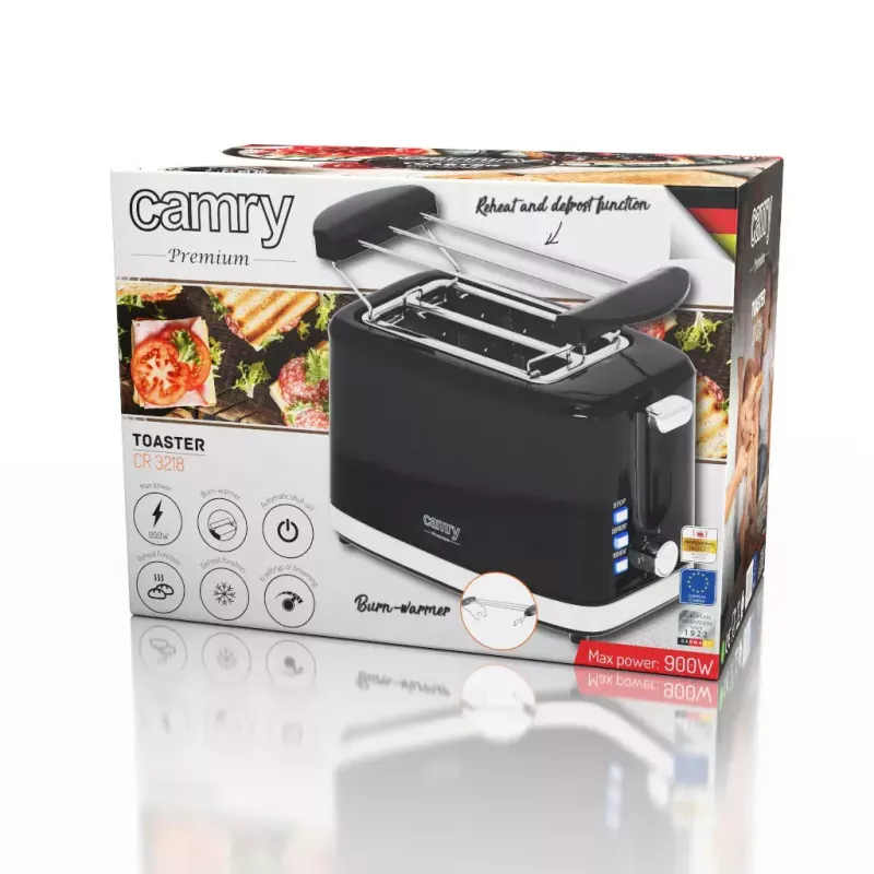 Toaster Camry Premium CR 3218 2 Scheiben 900 W Schwarz Silber
