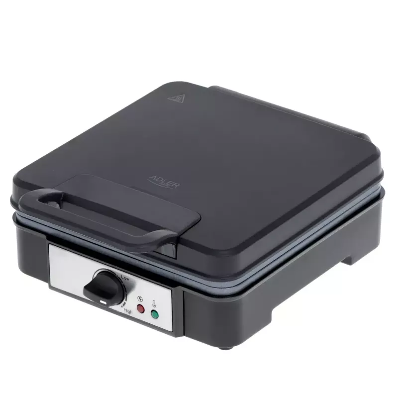 Waffeleisen Adler AD 3049, 4 quadratische Waffeln, antihaftbeschichtet, 1800 W, schwarz