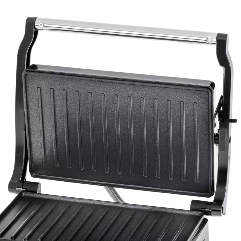 Kontaktgrill Adler AD 3052 rechteckig Stahl/Schwarz, 1200 W, Rostoberfläche, verriegelbarer Deckel