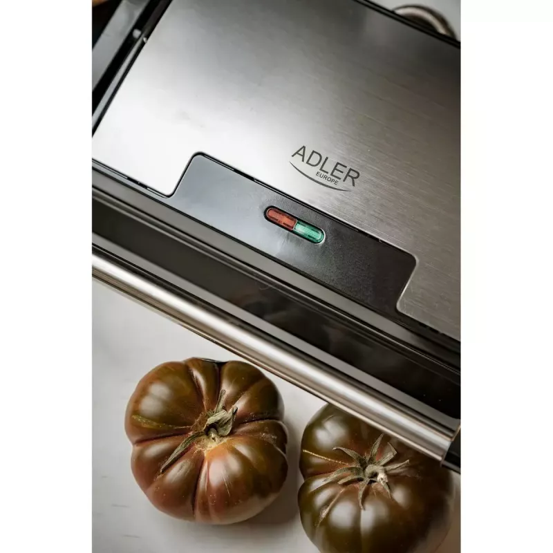 Kontaktgrill Adler AD 3052 rechteckig Stahl/Schwarz, 1200 W, Rostoberfläche, verriegelbarer Deckel