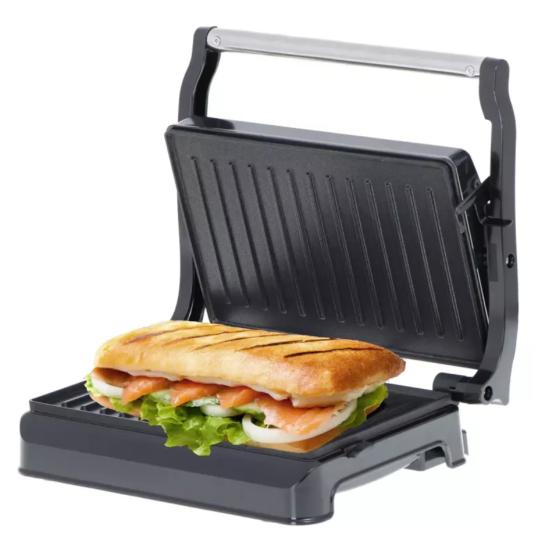 Kontaktgrill Adler AD 3052 rechteckig Stahl/Schwarz, 1200 W, Rostoberfläche, verriegelbarer Deckel