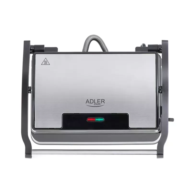 Kontaktgrill Adler AD 3052 rechteckig Stahl/Schwarz, 1200 W, Rostoberfläche, verriegelbarer Deckel